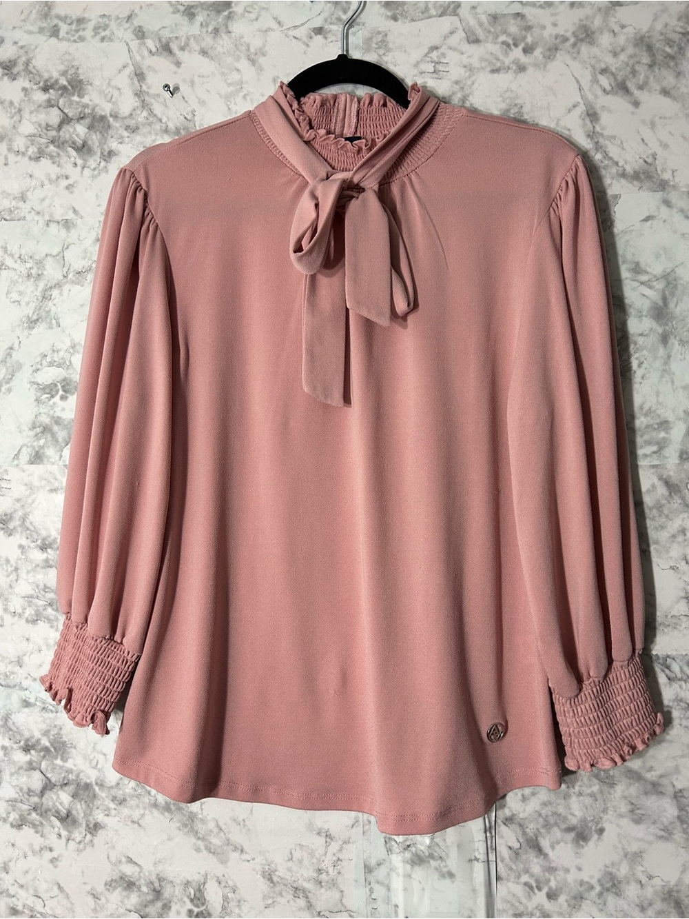 Adrienne Vittadini Dusty Rose Tie-Neck Blouse